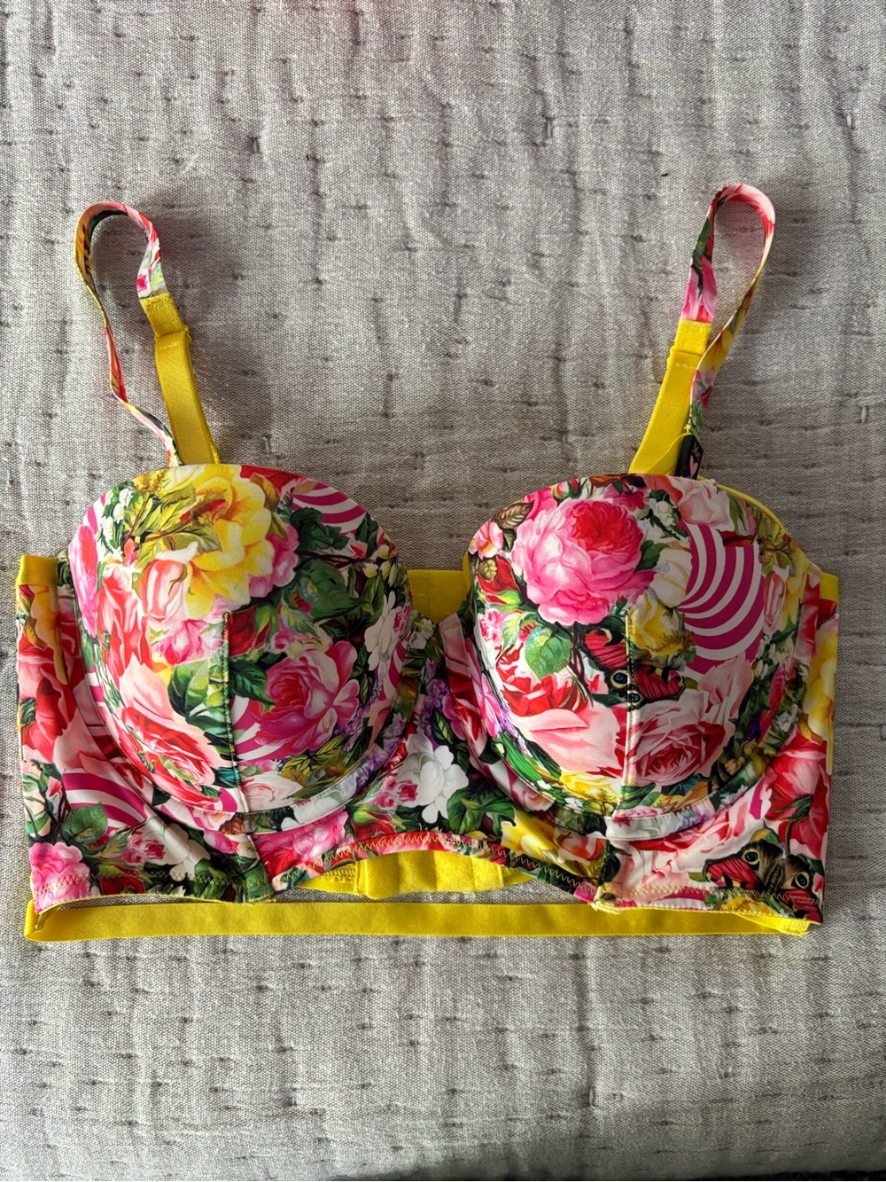 Victorias Secret x Mary Katrantzou Fashion Show floral yellow bra 36C NWT